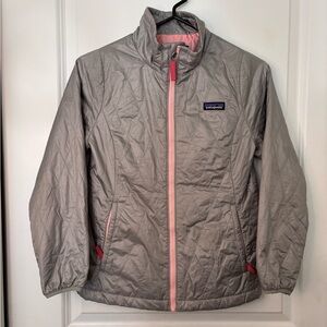 Patagonia Girls Nano Puff Primaloft Jacket Size M (10) Diamond Quilted Gray READ